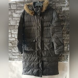 DKNY Women's Black Quilted Parka Coat